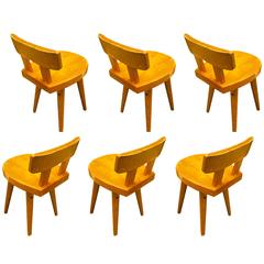Set of Six Pine Tree Alp Vintage Stools Attributed to Charlotte Perriand 12