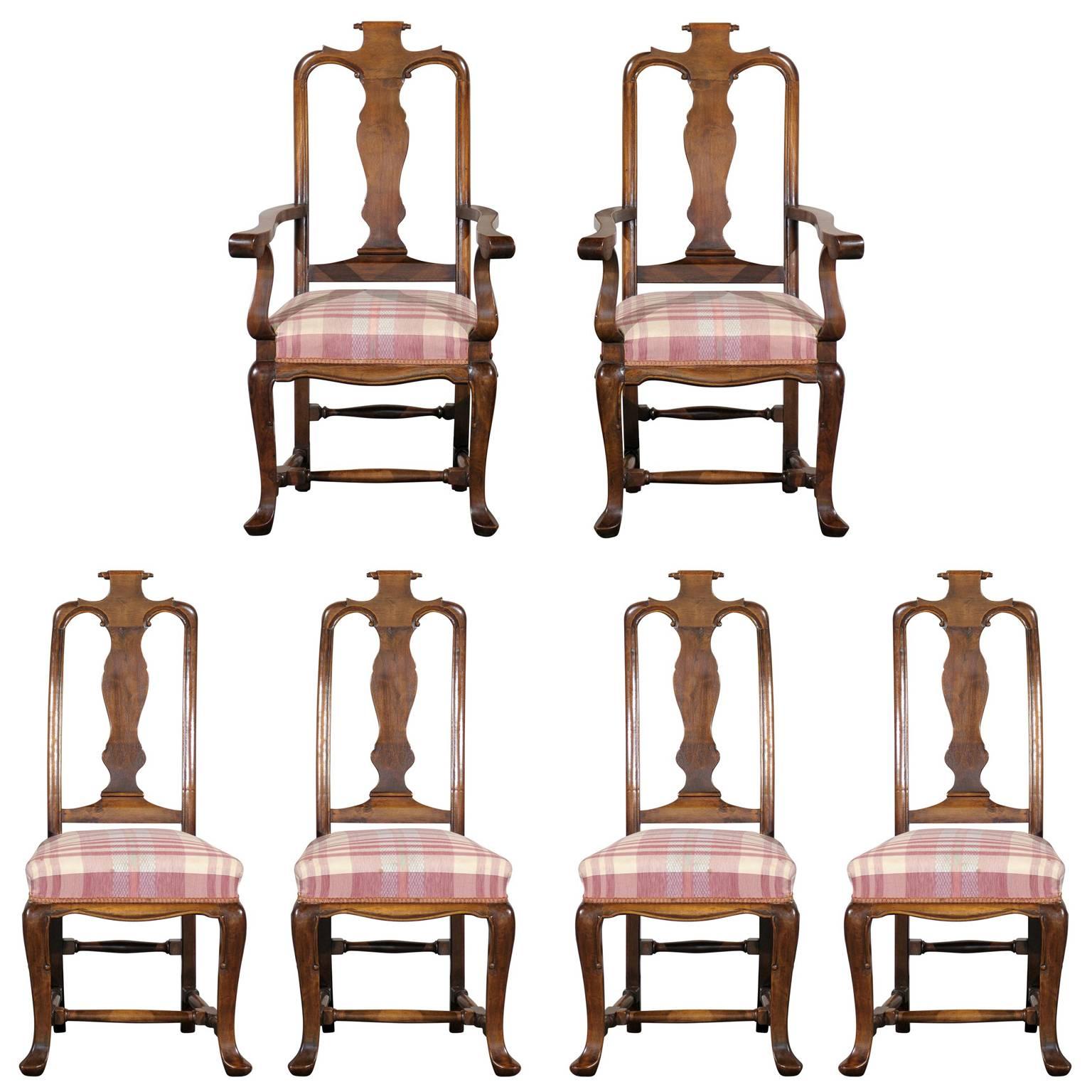 19th Century Set of Six Continental Provincial Dining Chairs For Sale