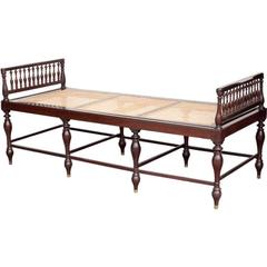 Antique Anglo-Indian Solid Rosewood Daybed with Turned Legs