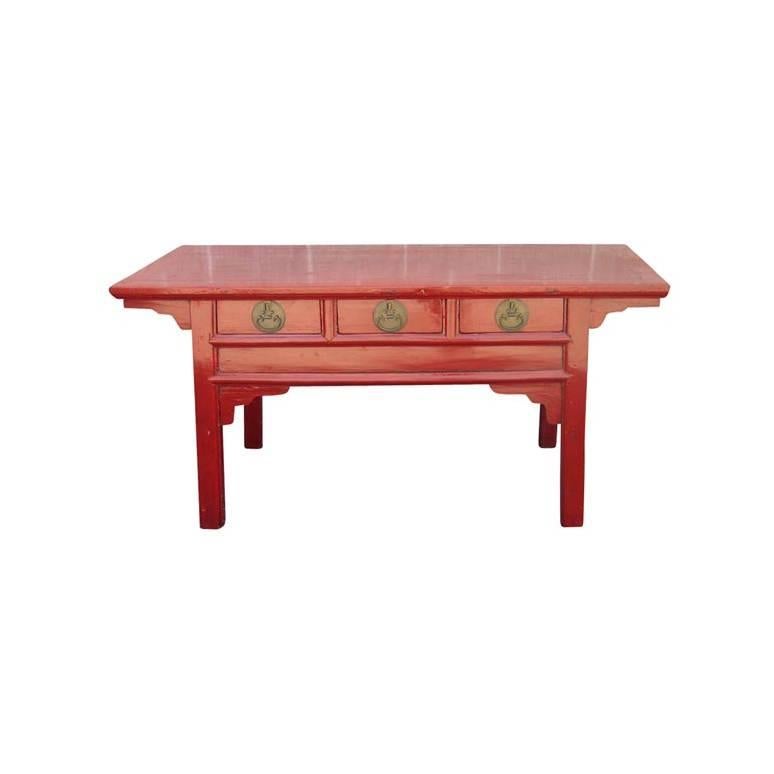 19thC. Three-Drawer Altar Red Lacquered Altar  For Sale