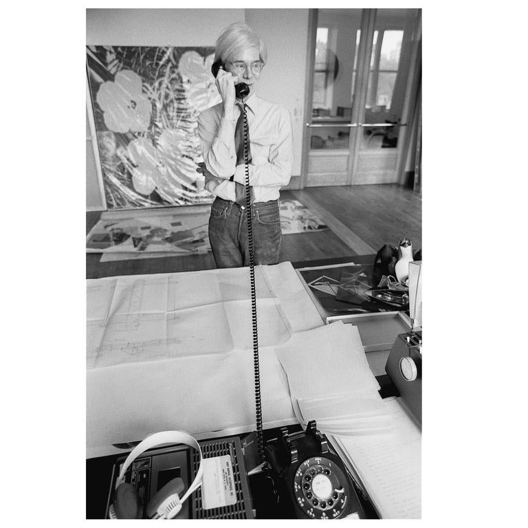 Robert Levin, "Andy Warhol on the Phone at Factory, NYC, 1981" Print, USA, 2015 For Sale