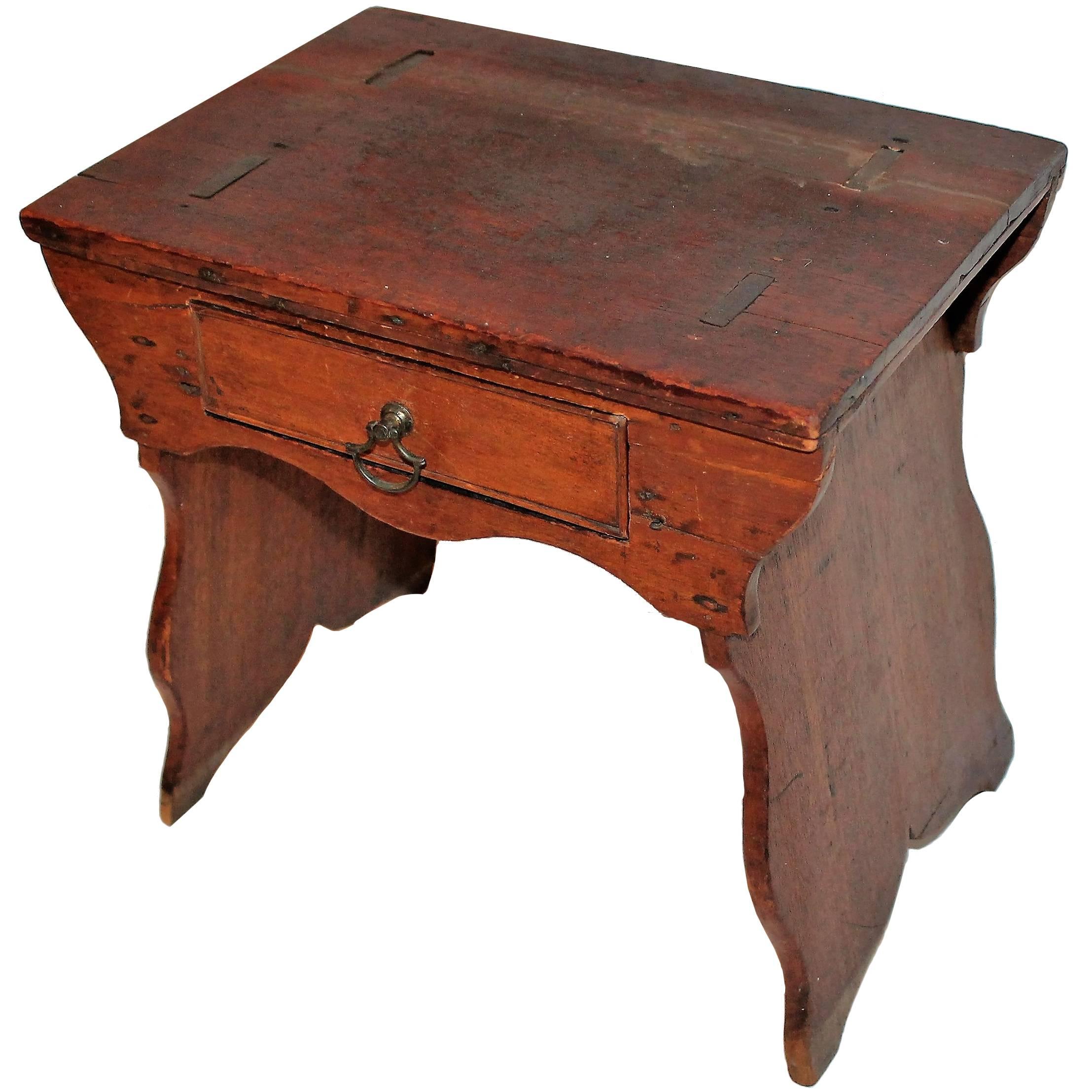 Early 19th Century New England Stool with Drawer