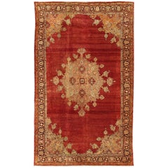 Antique Sivas Carpet from Turkey with Red Background, Brown, Light Green & Camel