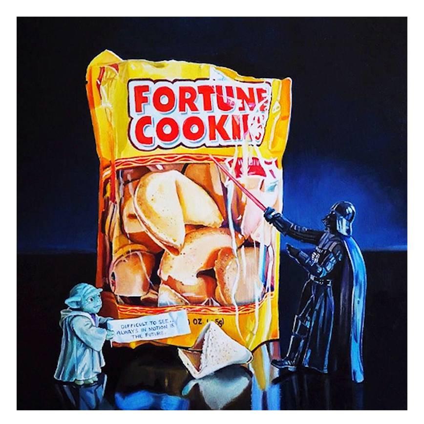 Contemporary Photo Realist 'Yoda's Fortune' Oil on Wood Panel 2015 by ME For Sale