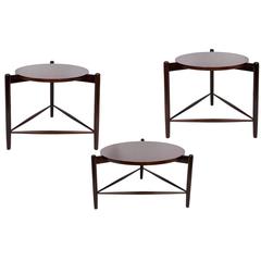 Set of Three Joaquim Tenreiro Round Side Tables in Brazilian Jacaranda 6