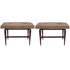 Pair of Liceu de Artes & Oficios Jacaranda Stools with Velvet Seats 12