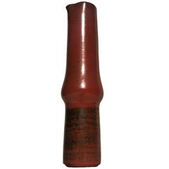 Slim Art Pottery Vase, Red Orange Brown Glaze, Germany 1950s 1960s