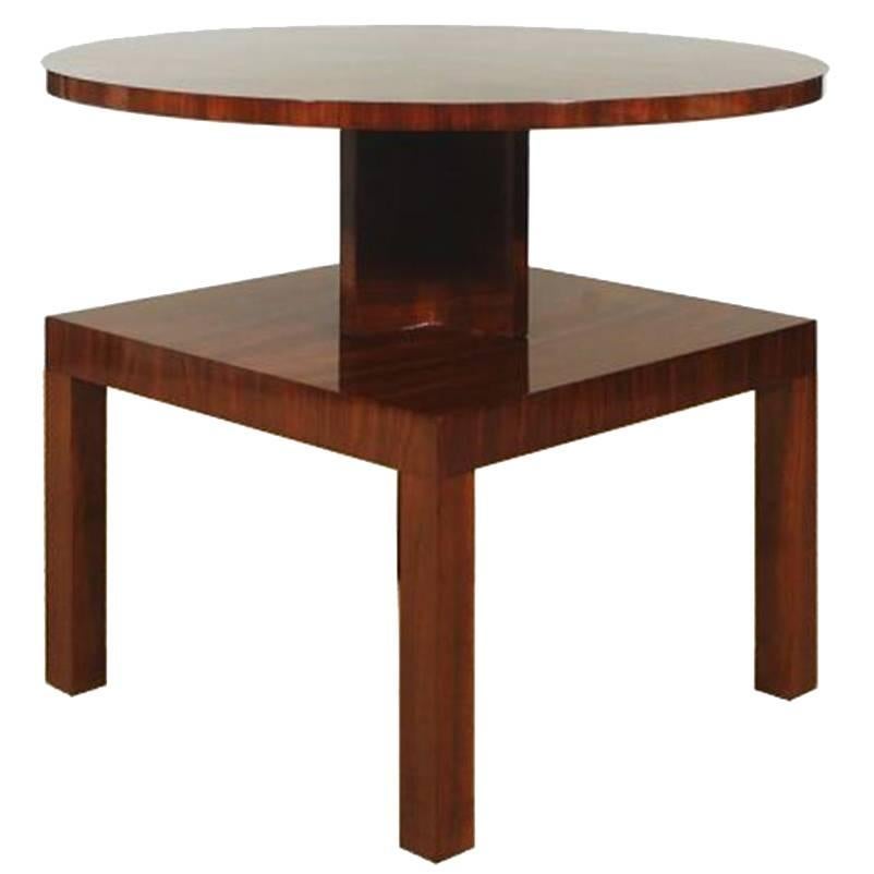 Vintage Art Deco Side Table Made of Mahogany and Walnut