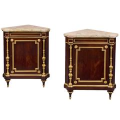 Pair of Louis XVI Style Corner Cabinets by Henry Dasson 4