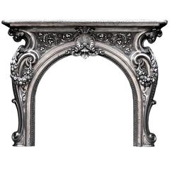 Ornate 19th Century French Cast Iron Fireplace 2