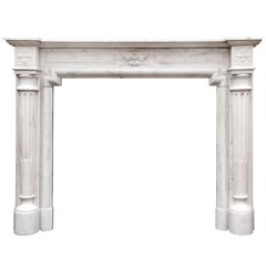French Louis XVI Style Fireplace in Statuary Marble