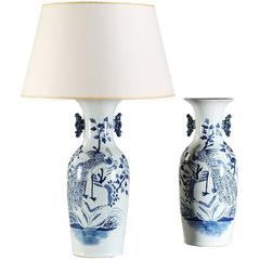 Pair of Blue and White Vases of Large-Scale