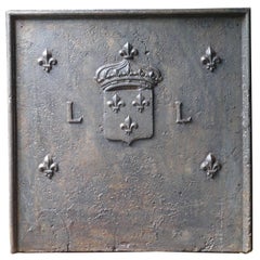 Beautiful 'L' (Louis XIV) Fireback with Arms of France, 17th-18th Century 