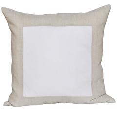 Large Patchwork Cushion in Vintage Irish Linen White Oatmeal Geometric Pillow