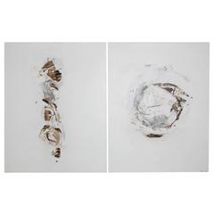 21st Century Abstract White Diptych Painting by Mexican Artist Leonardo Salinas