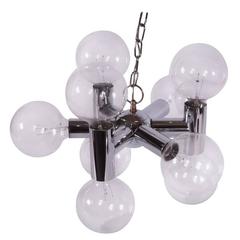 Mid-Century Modern Chrome Bubble Nine-Light Chandelier