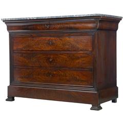 Antique Stunning 19th Century French Mahogany Marble-Top Commode