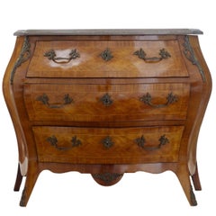 20th Century French Walnut Marble-Top Commode