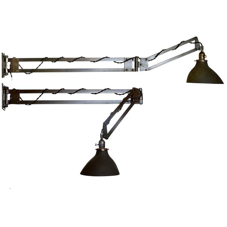 Rare Burton Articulated Wall Lamps, Matching Pair at 1stdibs