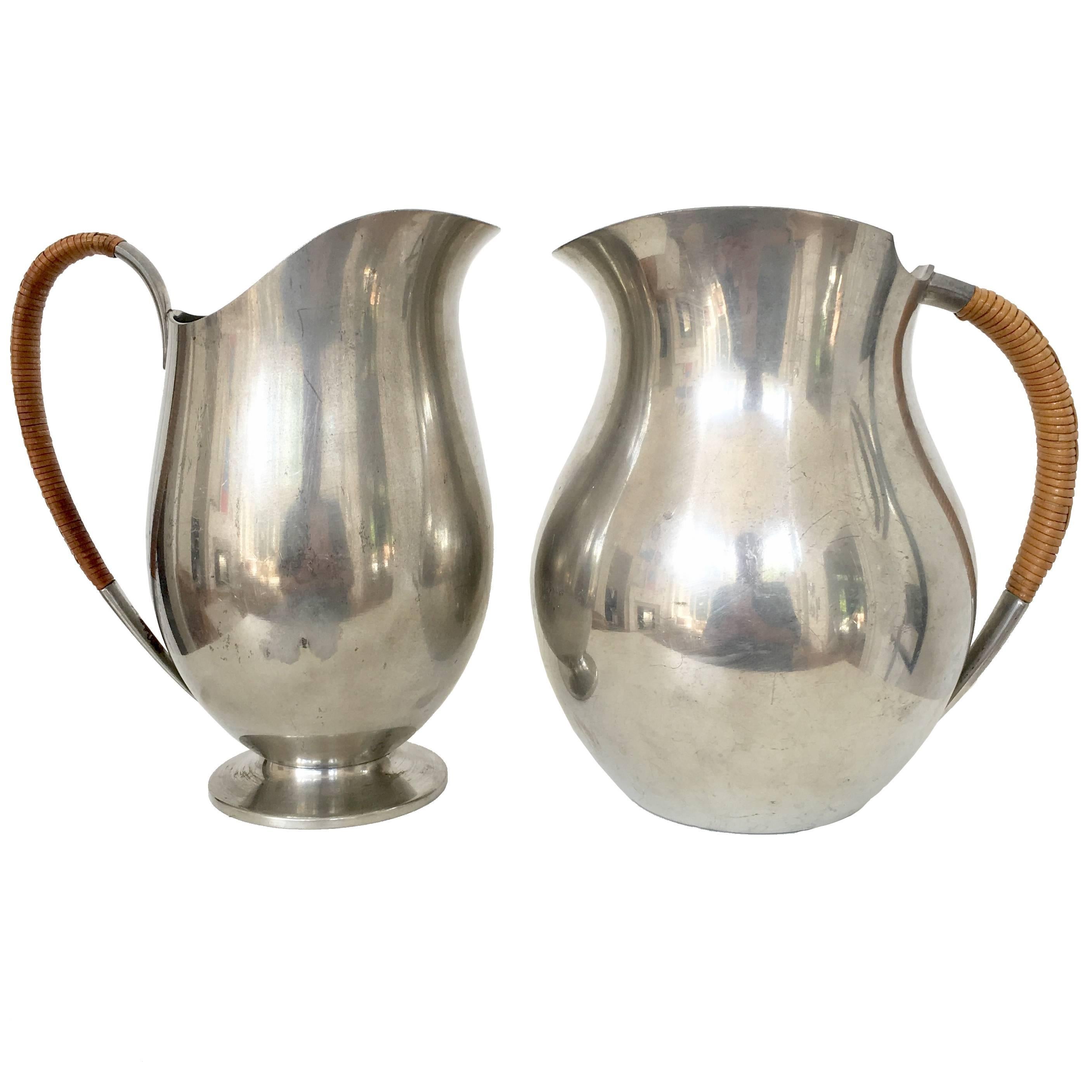 Set of Two Just Andersen Pewter Pitchers, Signed For Sale