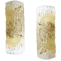 Pair of Large Kalmar Gold Brass and Murano Glass Sconces, 1960s  Vanity Light