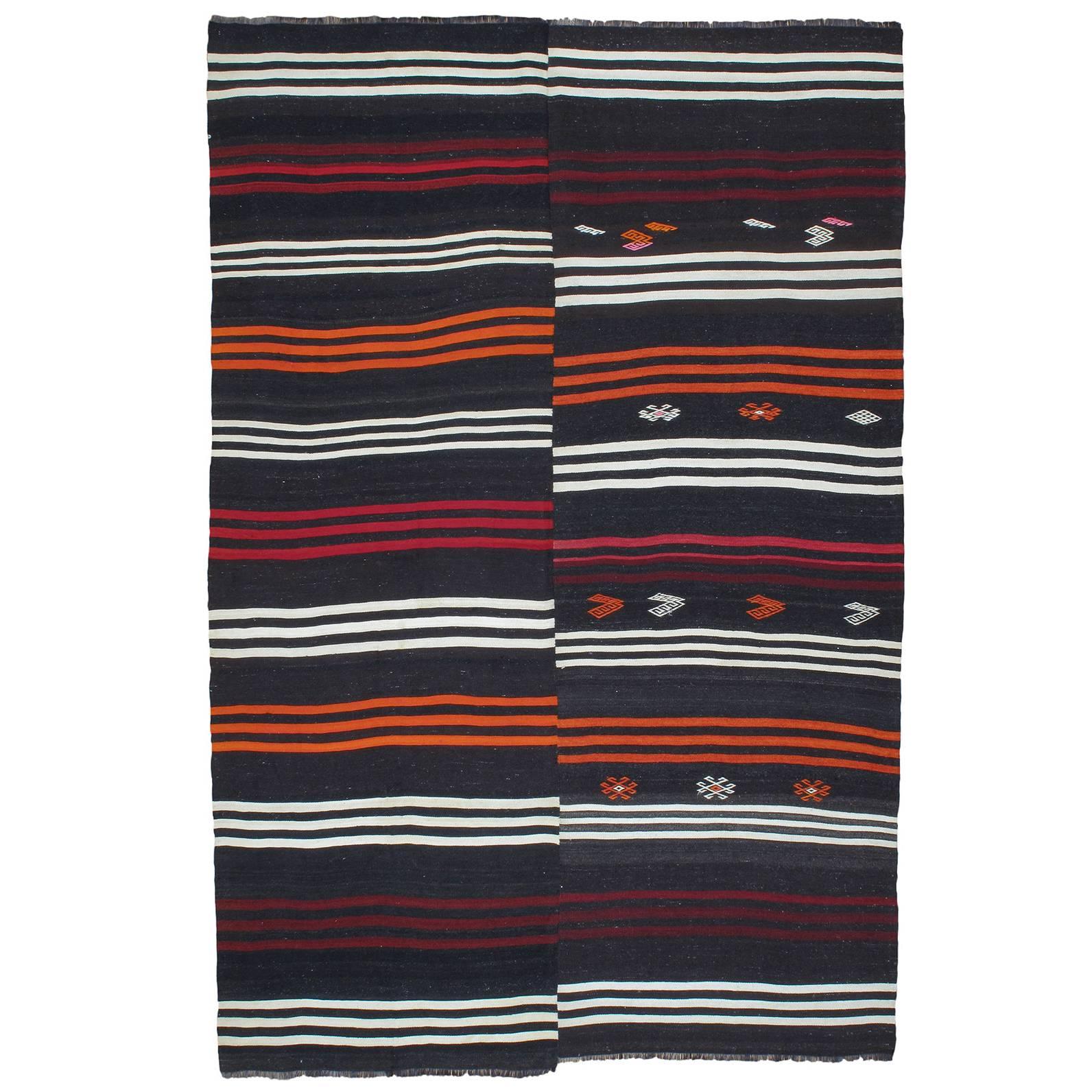 Striped Goat Hair Kilim Rug