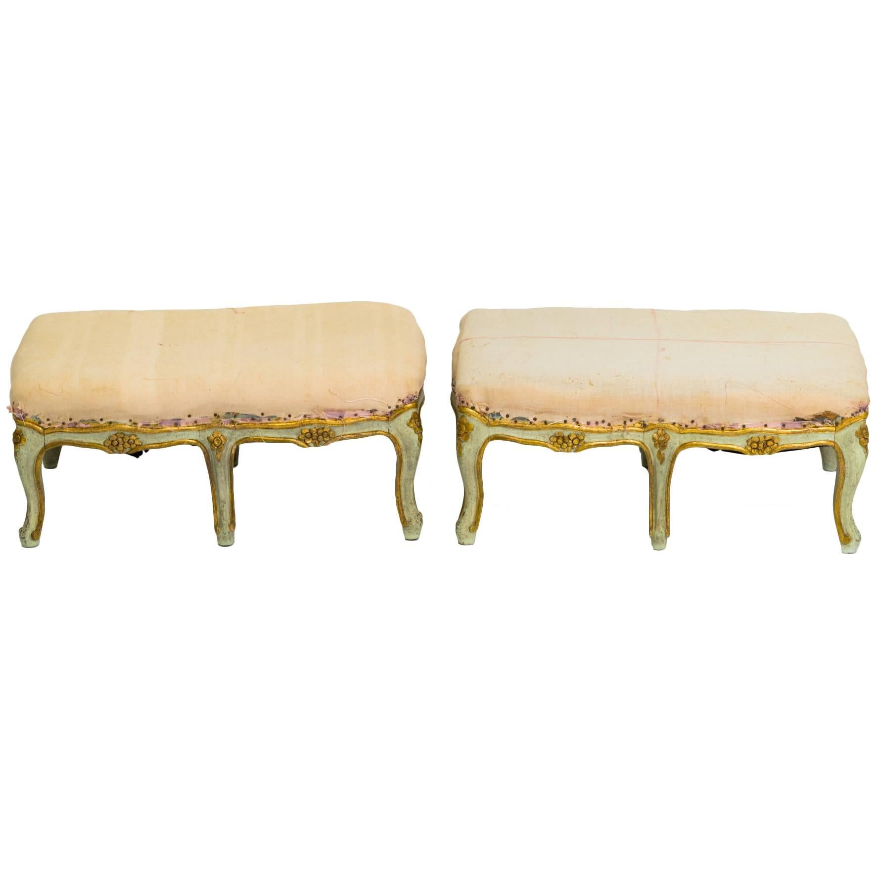 Pair of French Painted Footstools