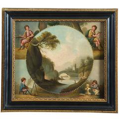 Late 18th Century Oil on Panel, Depicting the Arts