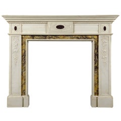 Regency Style Statuary Marble Chimneypiece Inlaid with Porphyry