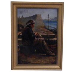 Mending the Nets by J D Michie, Dated 1881