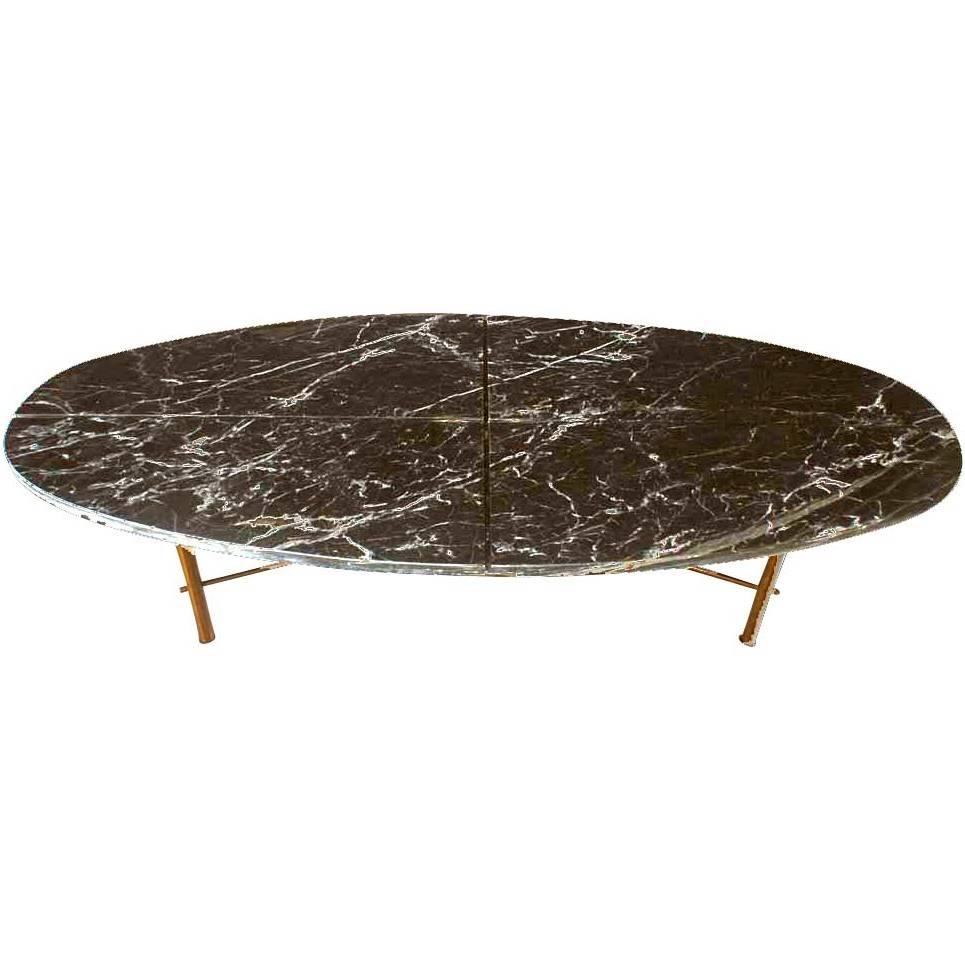 Mid-Century Black Marble Brass Base Coffee Table
