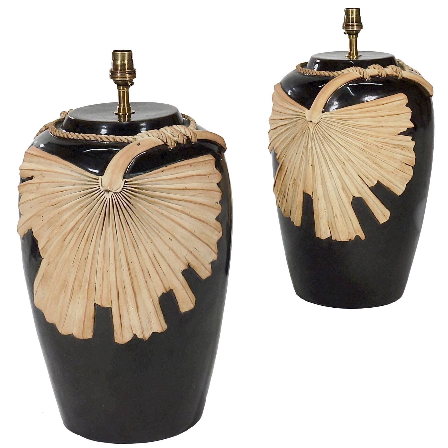 Pair of Large Studio Pottery Table Lamps