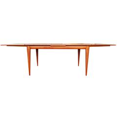 Impeccable No Moller Rare Teak Extending Dining Table with Sexy Apron and Legs