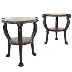 Pair of Bronzed Metal Two-Tier Circular Occasional Tables