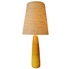 Gorgeous Lotte & Gunnar Bostlund Soft Yellow Ceramic Lamp with Original Shade