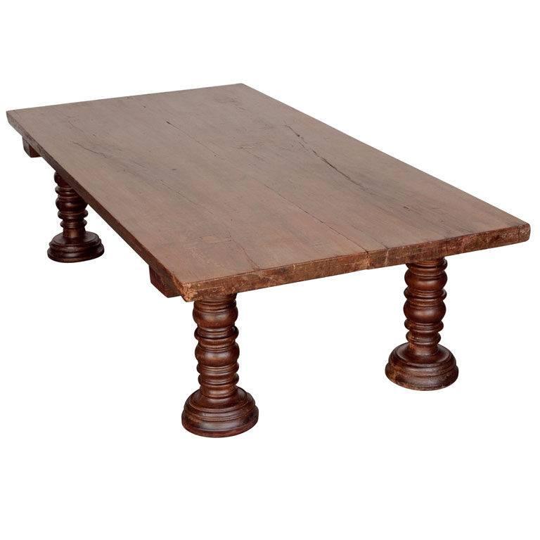 South Indian Solid Wood Low Table with Turned Legs For Sale