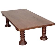 South Indian Solid Wood Low Table with Turned Legs