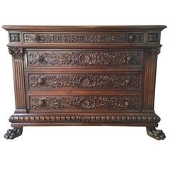 Antique 19th Century Italian Walnut Wood Dresser