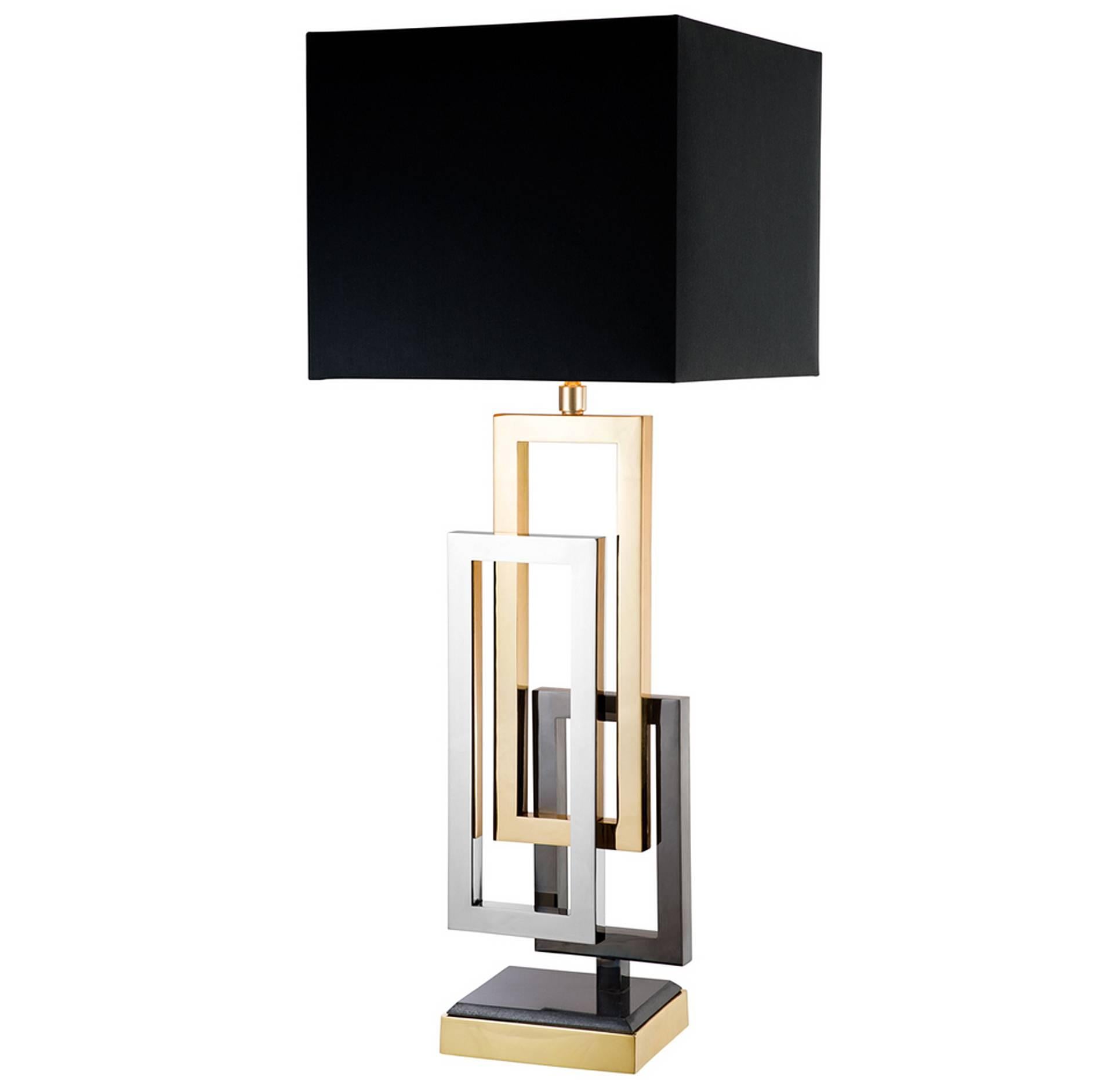 Cadres Table Lamp with Nickel Black Nickel and Gold Finish