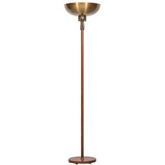 Very Rare Floor Lamp or Uplight in Brass and Leather 4