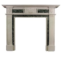 English Georgian Style Statuary and Tinos Green Antique Marble Fireplace 6
