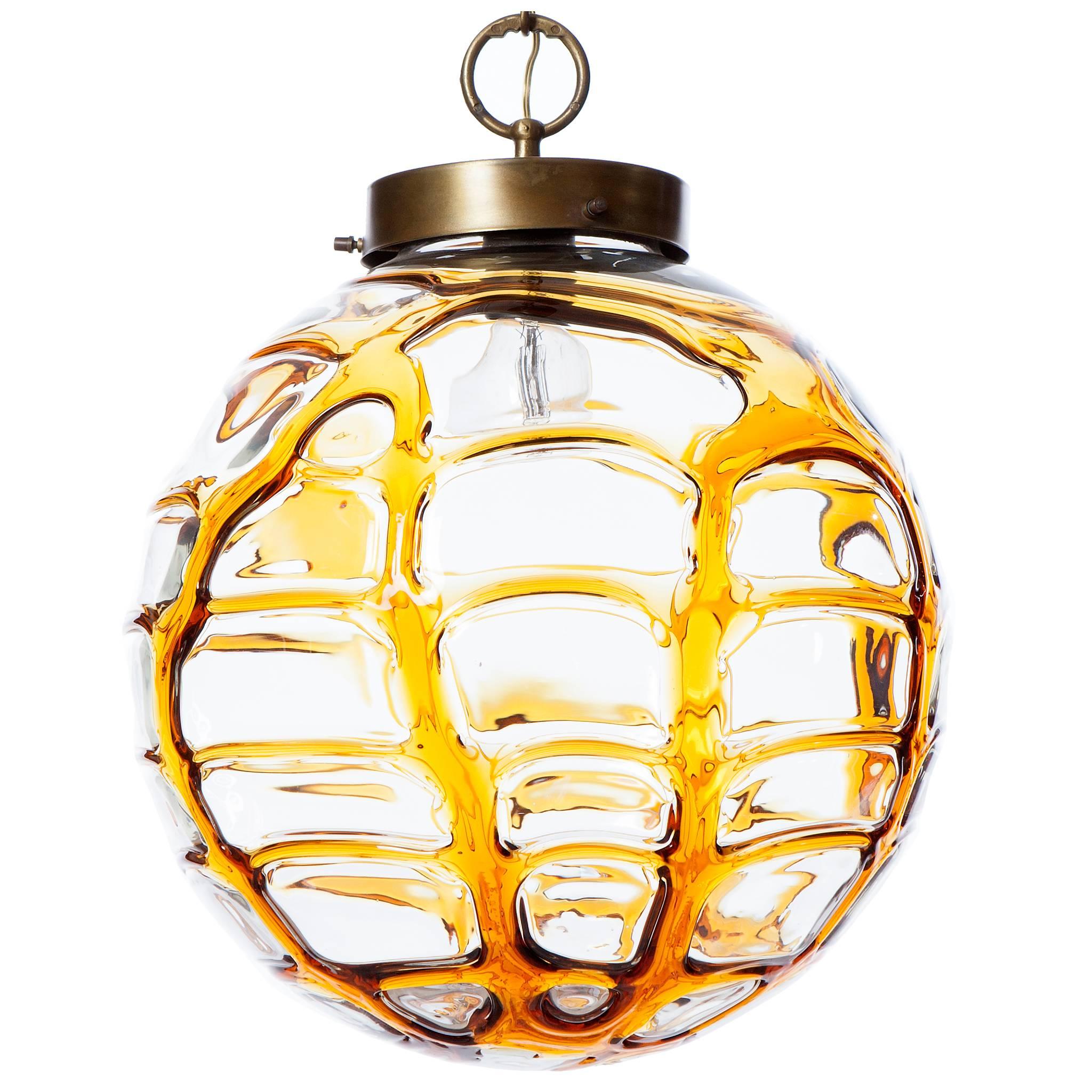 1960s One-of-a-Kind Yellow Pendant Attributed to Doria For Sale
