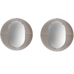 Lorenzo Burchiellaro, Pair of Italian Etched Aluminum Mirrors 5
