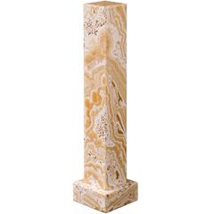 Art Deco Egyptian Alabaster Square Column Pedestal