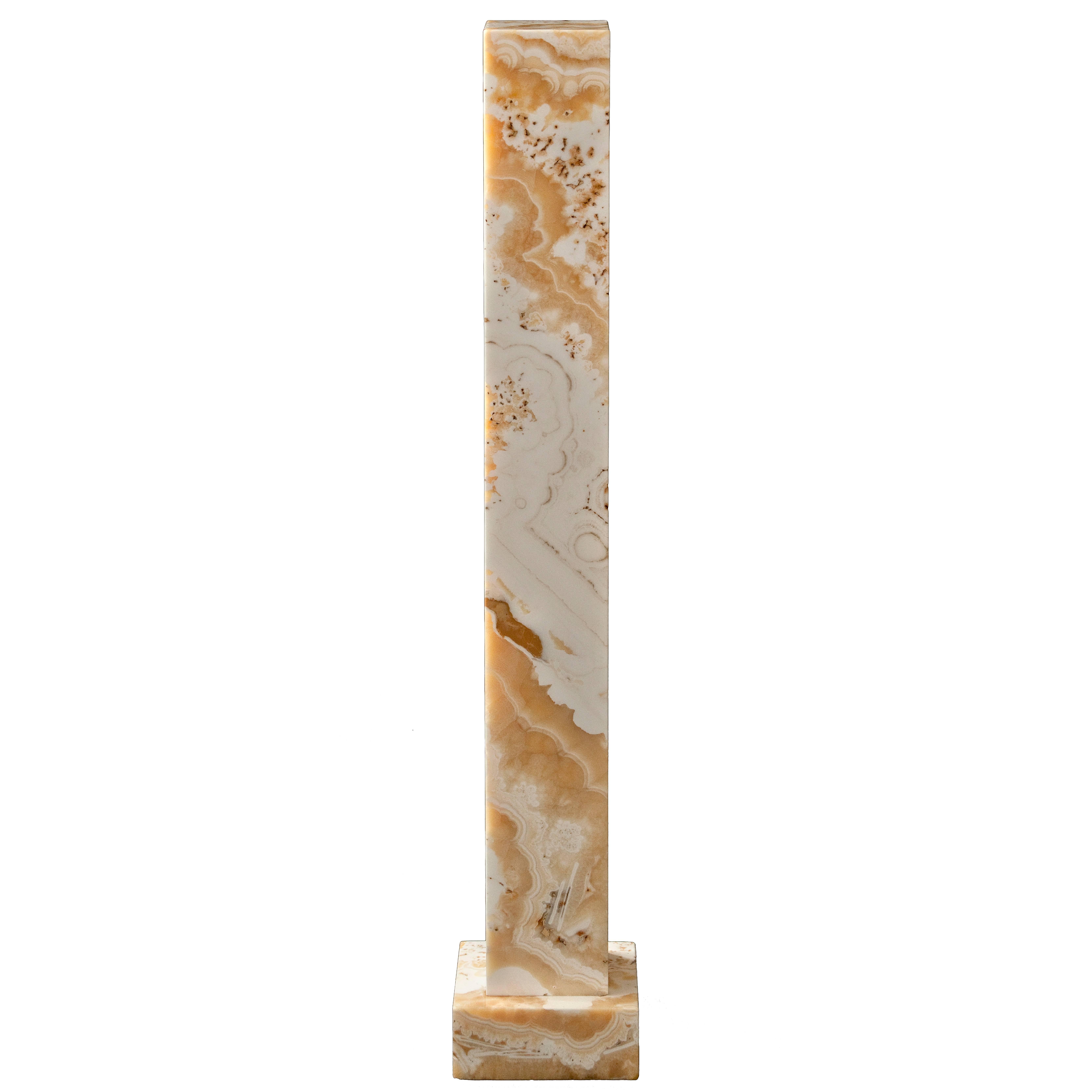 Art Deco Egyptian Alabaster Square Column Pedestal For Sale