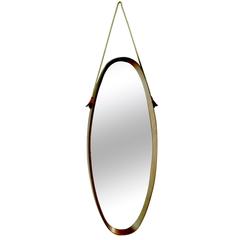 Italian Midcentury Walnut Wall Mirror