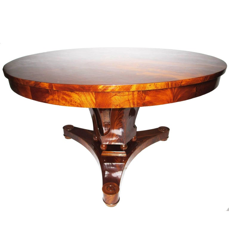 Fine & Rare 19th Century Mahogany Marquetry Biedermeier Style Center Hall Table For Sale