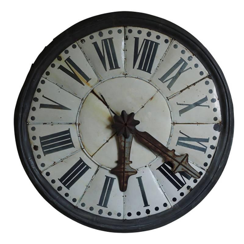 Large Industrial Antique French Clock Face