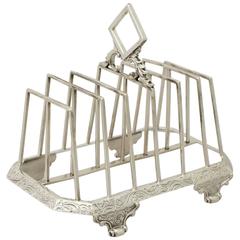1840s Antique Victorian Sterling Silver Toast/ Letter Rack 6