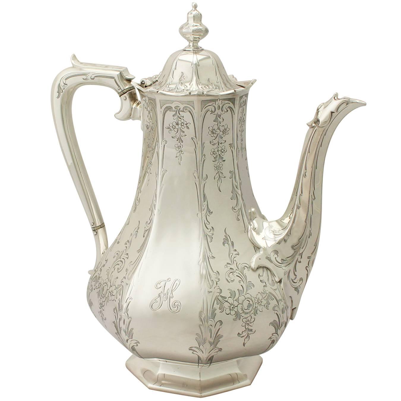 Antique Victorian Sterling Silver Coffee Pot by Edward & John Barnard